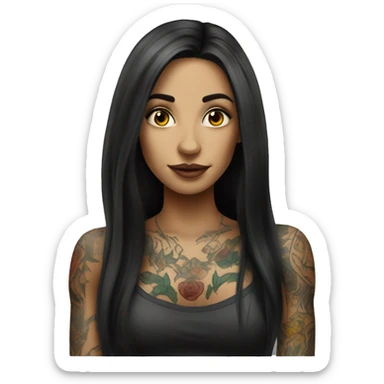 tattooed woman very attractive long hair sticker