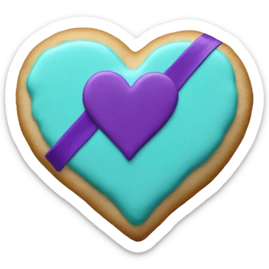 Cookie heart with teal purple awareness ribbon sticker