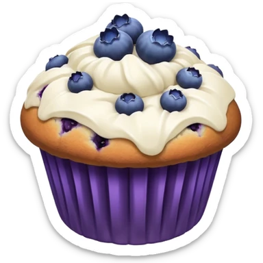 Blueberry muffin with lavender flower pieces in it and on it sticker