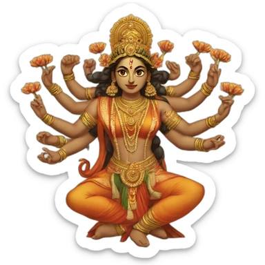 Durga, Indian goddess, 10 arms sticker