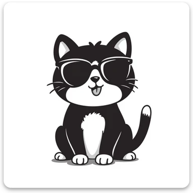 cat wearing oversized sunglasses making a goofy face sticker