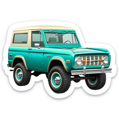turquoise green classic ford bronco sticker