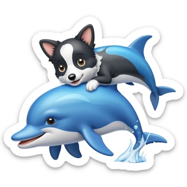 a combination of a dolphin and a boarder collie in one emoji sticker