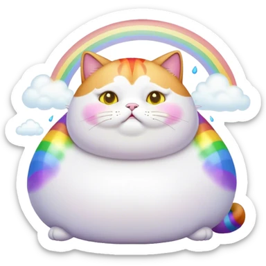 Fat cat farting rainbow sticker