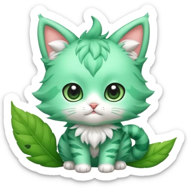 Toony Chibi Kawaii Minty Leaf Juicy Feline Fluffy Sprigatito-Fakémon-creature sticker