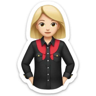 Camisa de sarja no preto manga longa com botões e dois bolsos na frente, sem ninguém usando  sticker