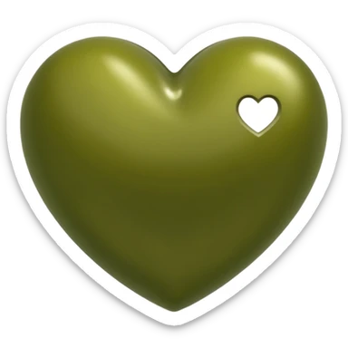 an olive green colored heart sticker