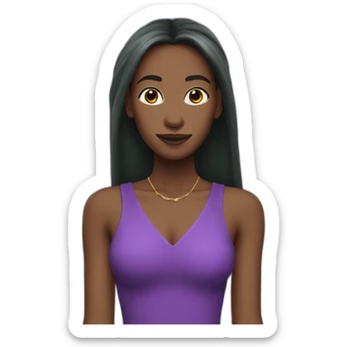 skinny black woman like elf in purple with long hair sticker