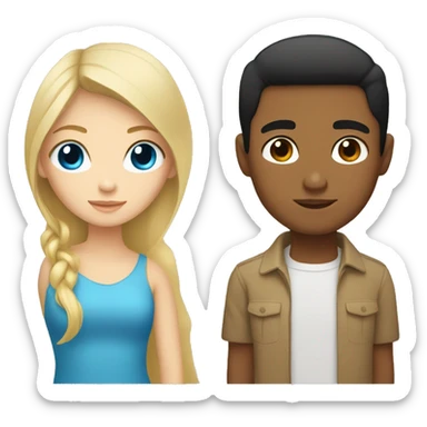 Blonde girl with blue eyes and Filipino man with black hair and light brown skin sticker