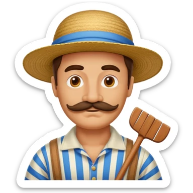 venetian gondolier with mustache, no rows sticker