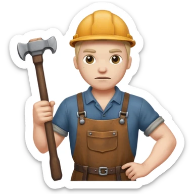 dirty blacksmith white racoon holding hammer sticker