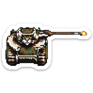 Tiger tank in action firing pixel art sticker