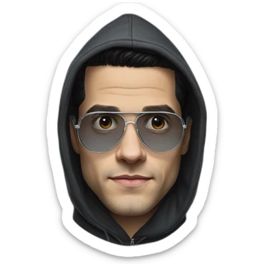 rami-malek-hoodie-hacker-on-head sticker
