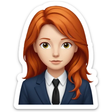 long red haired woman with tie, t-shirt and blazer sticker