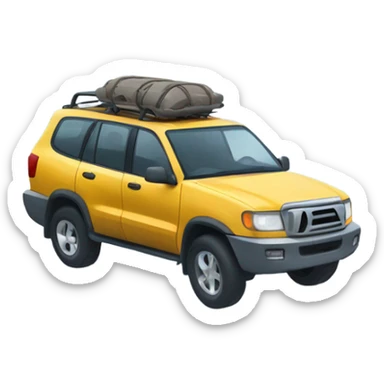 An adventurous car in an icy tundra setting, with snow and ice all around, highlighting the ability to conquer extreme and inhospitable terrains. sticker