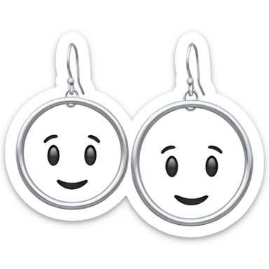simple silver hoop earring, with a small clasp, modern emoji style sticker