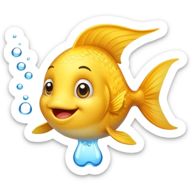 A cute cartoon fish with a funny peeing expression sticker
