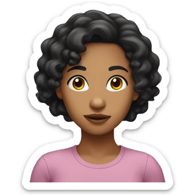 Mixed girl with black wavy hair down to her shoulders sticker