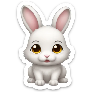 A cute small bunny with small ears and grey eyes sticker