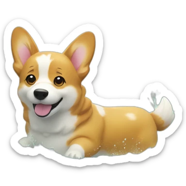 Swimming corgi water happy summer sticker