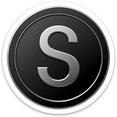 Emoji icon of a black coin with engraved number 8, minimalist style, isolated sticker