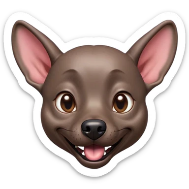 Cinematic Comical Xoloitzcuintle dog Portrait Emoji, Head tilted dramatically with an exaggeratedly amused expression, featuring smooth, hairless ebony skin with pronounced wrinkles and wide, expressive dark eyes filled with playful disbelief, Simplified yet hilariously expressive features, highly detailed, glowing with a slightly sassy glow, high shine, dramatic yet playful, stylized with an air of cheeky mischief, bright and endearing, soft glowing outline, capturing the essence of a spirited and over-the-top companion, so meme-worthy it feels like it could side-eye its way into internet fame instantly! sticker