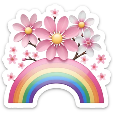 Cute Pastel pink and white Cherry Blossom Sakura Starburst Rainbow sticker