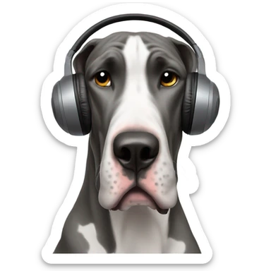 great dane listening to music sticker
