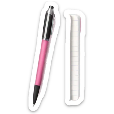 Pink notebook with a pen sticker
