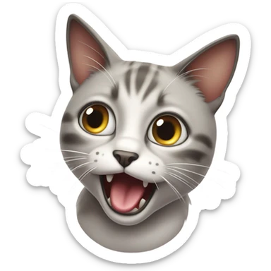 cat getting mind blown while sticking out tongue sticker