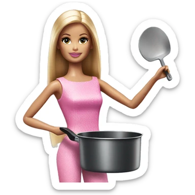Barbie with a pan  sticker