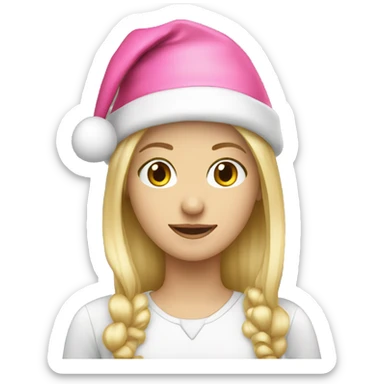 Blonde straight haired girl with pink Christmas hat on sticker