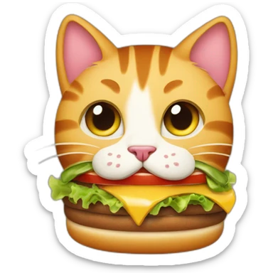cat eating hamburguer sticker