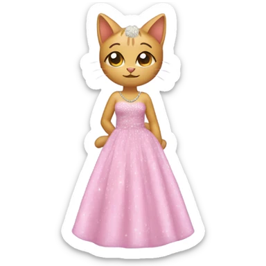 una gatita con moño y un vestido de lentejuelas  sticker