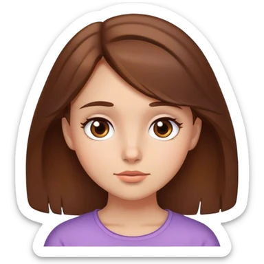 Girl brown hair brown eyes Bashful stop it sticker