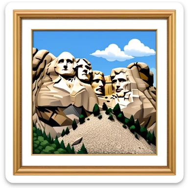 Mount Rushmore Landmark Emoji – Displaying the carved faces of four U.S. presidents in the granite mountainside. sticker