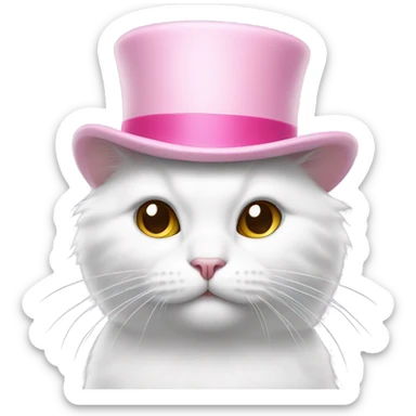 White cat wearing pink top hat sticker