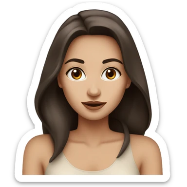 Beautiful woman, long dark brown hair, light beige skin, model sticker