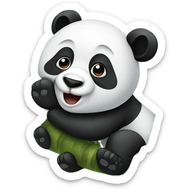 A panda being on a palm tree sticker