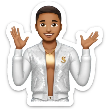 Trey Songz with white sequin outfit sticker