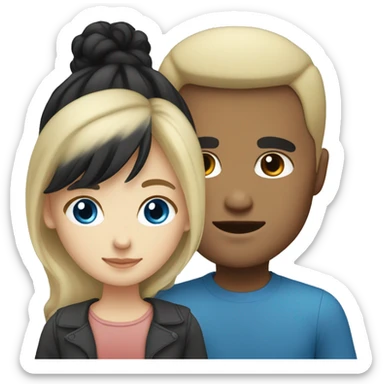 Blonde girl with blue eyes and light skinned Filipino man with black hair sticker