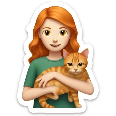 Ginger girl holding a ginger cat  sticker