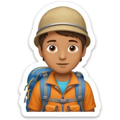 Boy + backpack,Mountain Campers. sticker