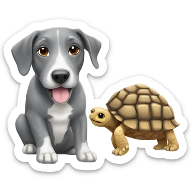 Tortoise and grey dog sticker