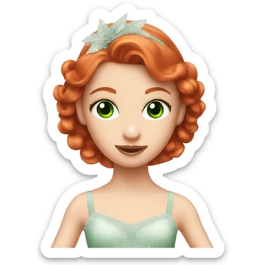 Redhead ballerina with green eyes sticker