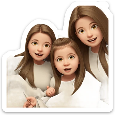 happy girls with long hair sticker