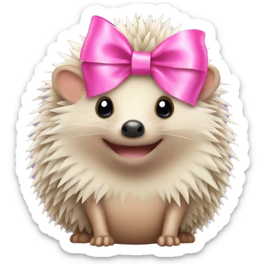 hedgehog with a pink bow sticker