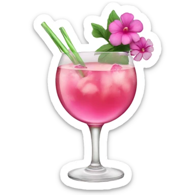 Cocktail with pink flowers sticker