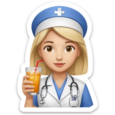 nurse holding drink sticker