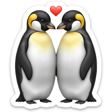 2 emperor penguins facing each other making a heart but no heart emoji sticker